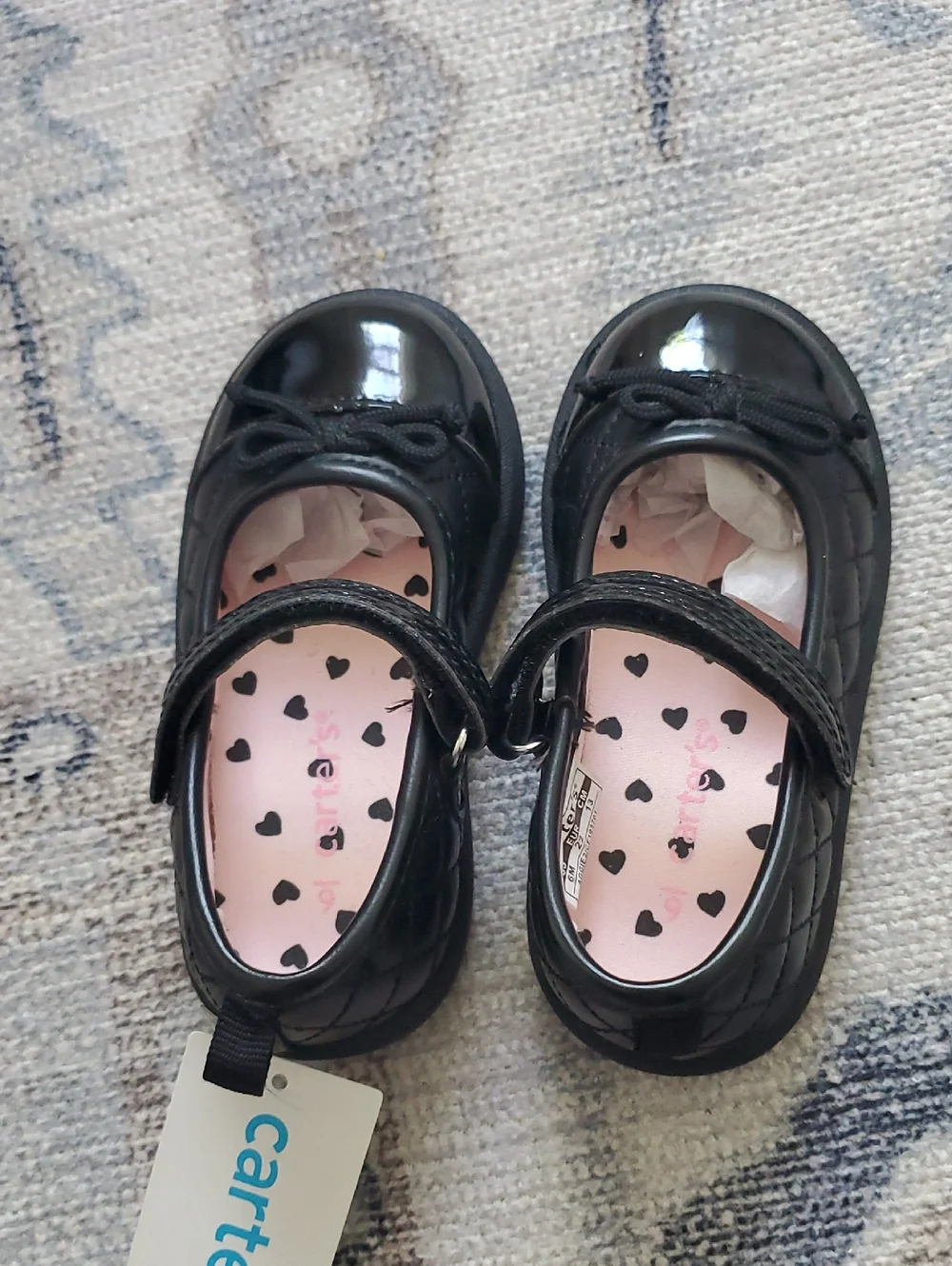 NWT Carters Black Aggie 2 Quilted Cap Toe Mary Jane Shoes Sz6